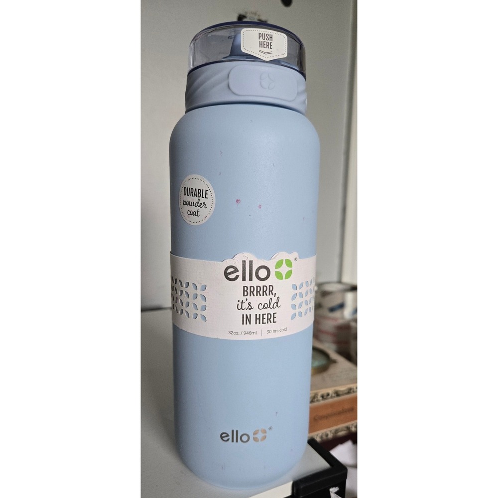 Ello Cooper 32oz Vacuum Insulated Stainless Steel Water Bottle Halogen Blue